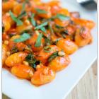 Roasted Red Pepper Gnocchi with Spinach & Pine Nuts