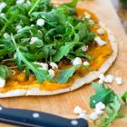 Butternut Squash Pizza with Caramelized Onions, Arugula and Goat Cheese