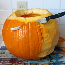 cutting pumpkin