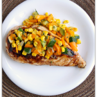 Apricot Glazed Grilled Chicken with Charred Vegetables