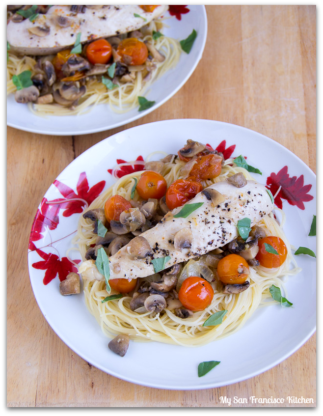 mushroom tomato chicken pasta