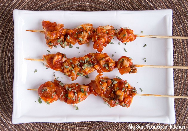 chicken cacciatore skewers