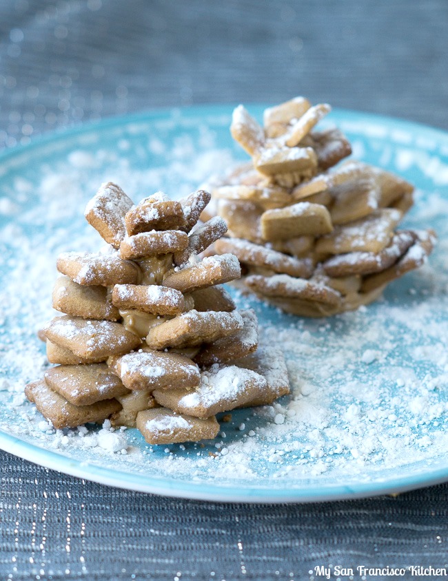 Peanut butter pine cone cookies