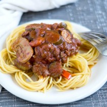 Slow Cooker Crumbled Italian Sausage Pasta