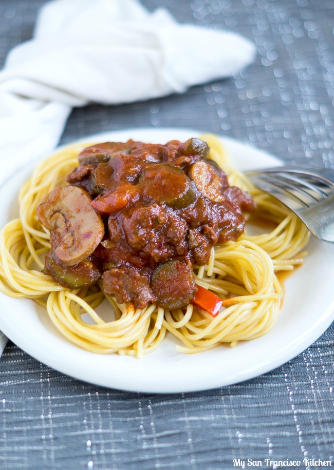 Slow Cooker Crumbled Italian Sausage Pasta