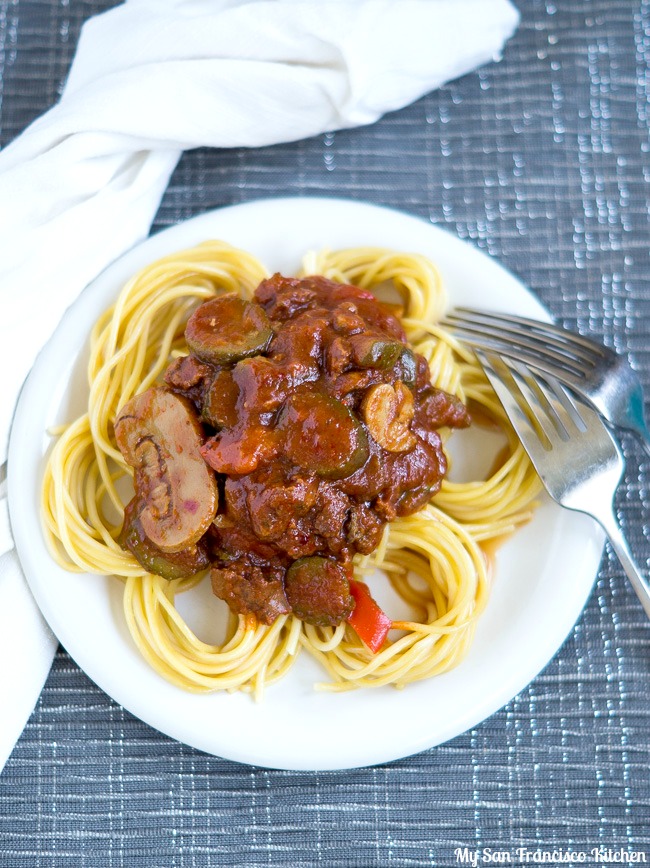 Slow Cooker Crumbled Italian Sausage Pasta