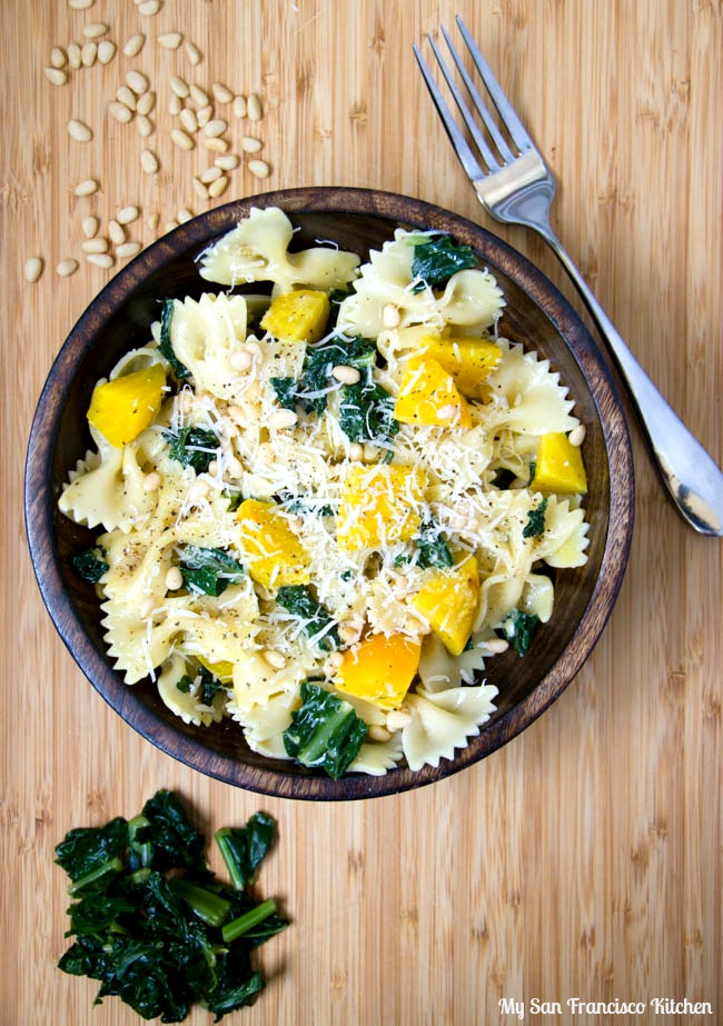 Yellow Beet, Kale and Pine Nut Farfalle