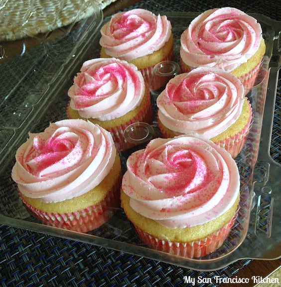 First birthday pink rosette cupcakes