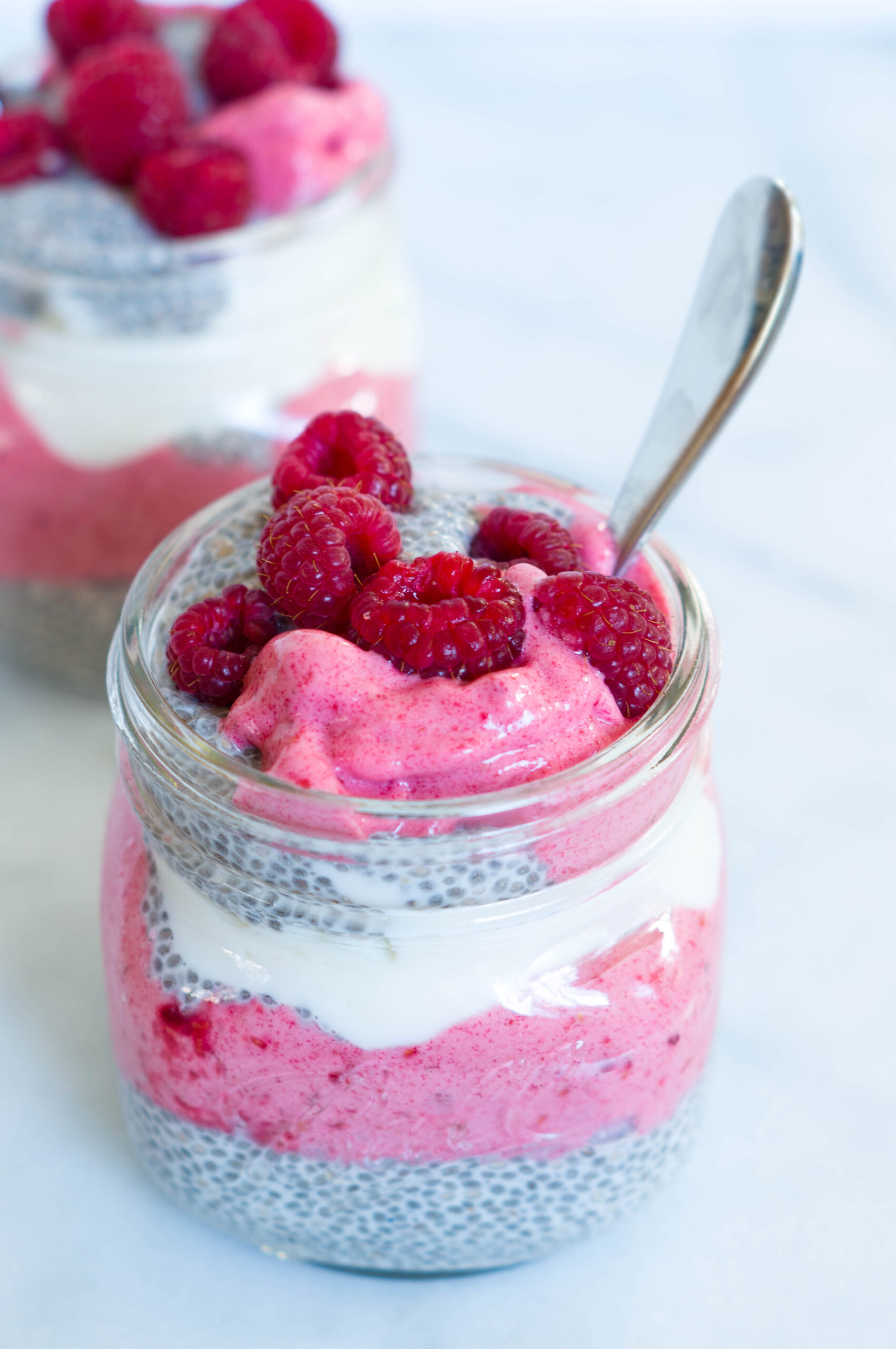 Raspberry Nice Cream Chia Pots